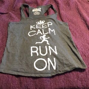 “Keep calm and run on” racerback tank